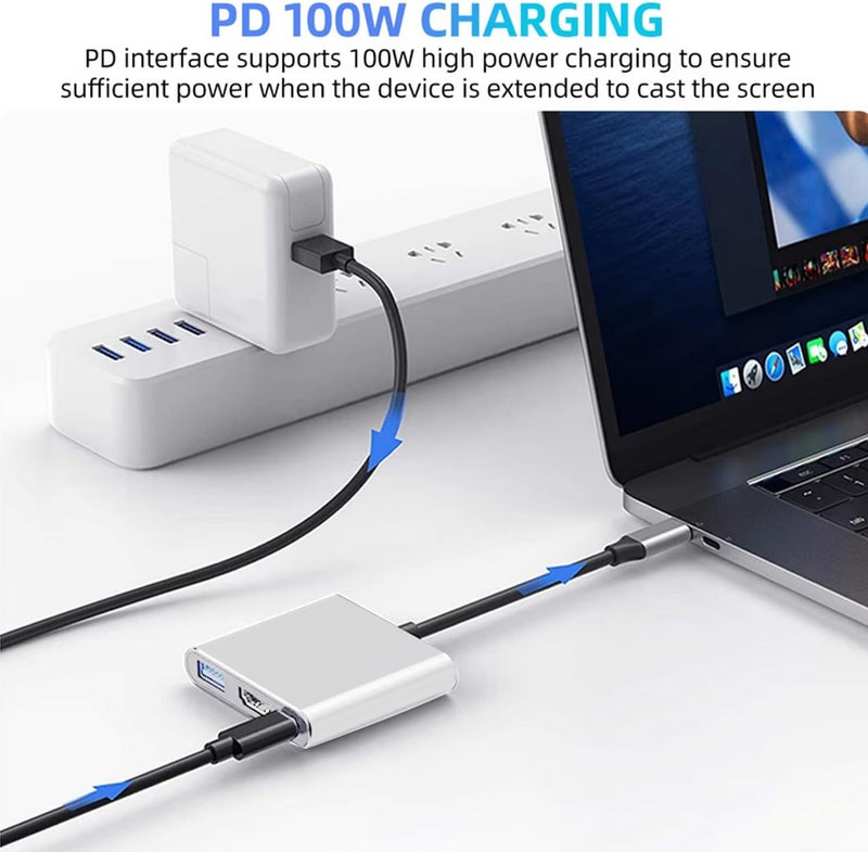 Milu محول USB-C إلى HDMI (يدعم 4K / 30Hz) - كابل محول Type-C 3 في 1 لجهاز MacBook Pro 2017/2018، MacBook، Mac Pro، iMac، Chromebook، والمزيد من أجهزة USB 3.0 Type-C - Image 3